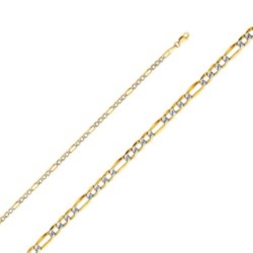 14K Gold 3.5mm Hollow Figaro 3+1 Chain 14" 16" 18"